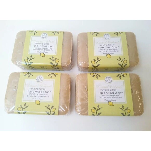 4 X Trader Joe's Bisous de Provence Lemon Verbena Triple Milled Soap Shea Butter - Picture 1 of 5